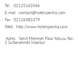 Hotel Spectra iletiim bilgileri